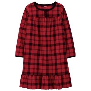 Kids Carter’s Long Plaid Fleece Nightgown Size 6/6x
